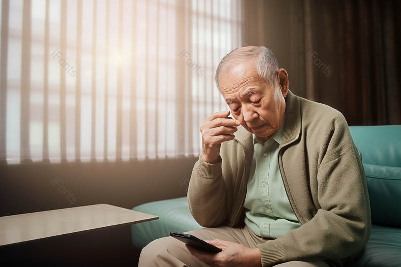 拿着手机用眼过度的老人用手揉搓眼镜摄影背景,高清,摄影图,摄影图片,图片大全,摄影图免费下载